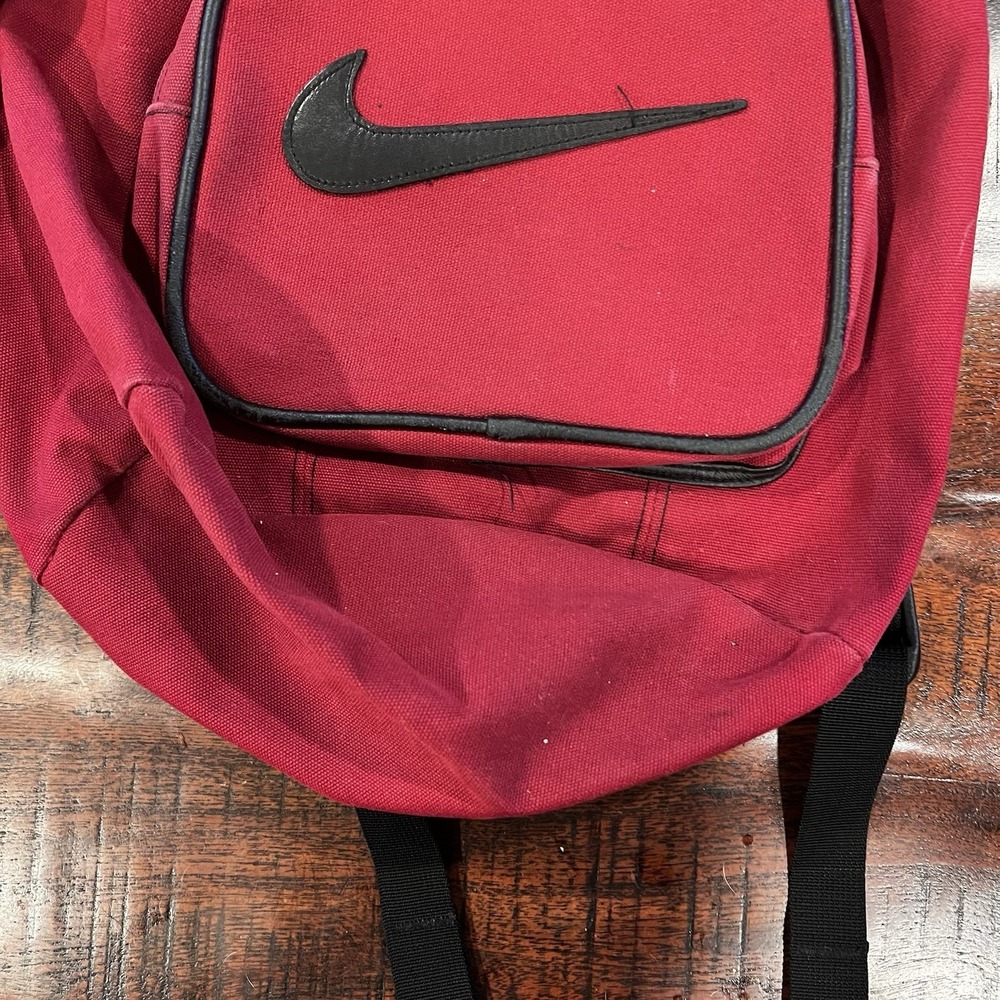 Vintage Nike Bag Swoosh Logo Canvas Cinch Backpack 90s Bookbag Red Y2K - Picture 4 of 8